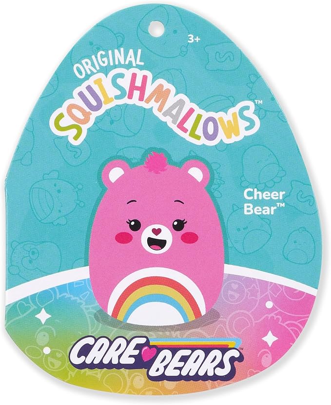 Squishmallows Original Care Bears 12in Cheer Bear – Official Jazwares Plush (Medium-Sized)