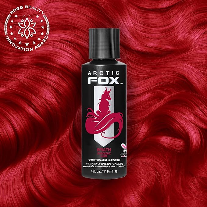 Arctic Fox Semi-Permanent Hair Dye, Vegan & Cruelty-Free, Ammonia-Free, Conditioning, Vibrant Red Color, WRATH, For All Hair Types, 4 Fl Oz (Pack of 2)
