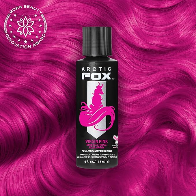 Arctic Fox Semi-Permanent Hair Dye, Vegan & Cruelty-Free, Vibrant Hot Pink Color, Ammonia-Free, Peroxide-Free, Conditioning Formula, for All Hair Types, Virgin Pink, 4 fl oz (Pack of 2)
