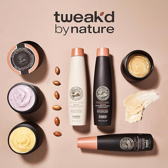 Tweak’d by Nature - Restore Cleansing Hair Treatment, Damaged Hair Treatment, Sulfate Free Conditioner, Shampoo, Detangler, and Intensive Hydrating Solution and Shine Serum (16oz)