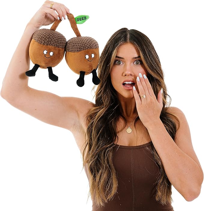 Punchkins Nut Plushie - Deez Nuts Cute Acron Plush, Funny & Sassy Food Plush Toy for Gifting