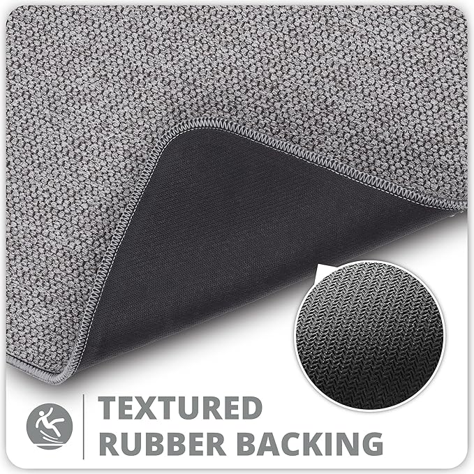 Toilet Rugs U Shaped Bathroom Rug,Machine Washable Non Slip Quick Dry Super Absorbent Ultra Thin Toilet Mats for Bathroom Toilet.Grey,1'8"x2'(20x24inch)