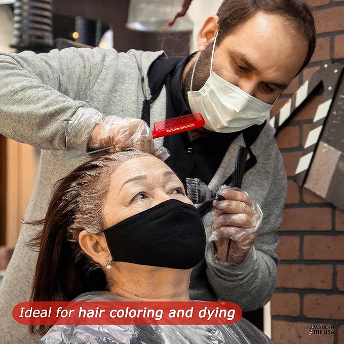 Allegro XL Rat Tail & Pin Combs - Metal Tail Foiling Combs for Stitch Braids - 2 Pc. (Red)