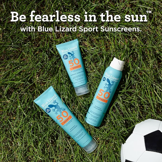 Blue Lizard Sport Mineral SPF 50 Lotion, Ideal for Athletes, 100% Mineral Sunscreen Actives, Fragrance-Free, Paraben-Free, Vegan, 5 fl oz